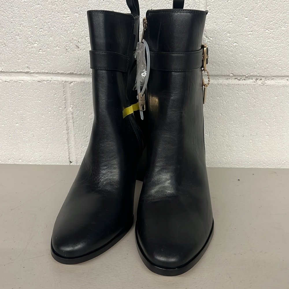 Coach sz6 black Olivia bootie boot leather high heel sexy  w/hang tag side zip - Picture 2 of 8